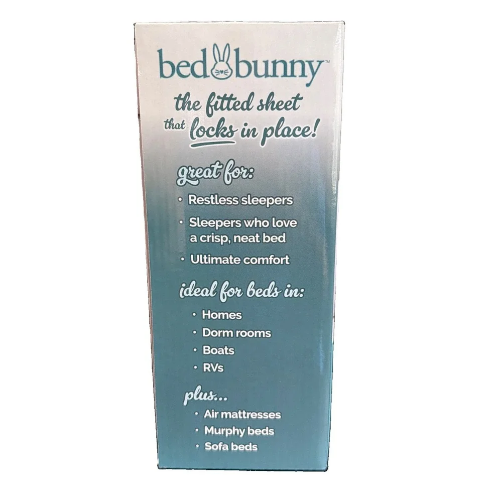 Bed Bunny Locking Fitted Sheet Queen 4pc Set Cottontail White As Seen on TV NEW